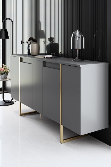 Hanah Home Conjunto de muebles de salón Luxe, Antracita y Oro